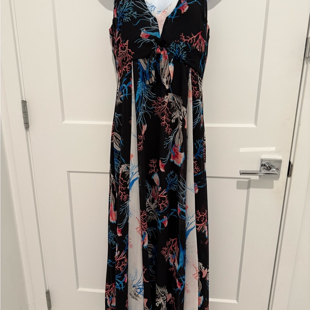 White House Black Market maxi, back zip, inset fabric